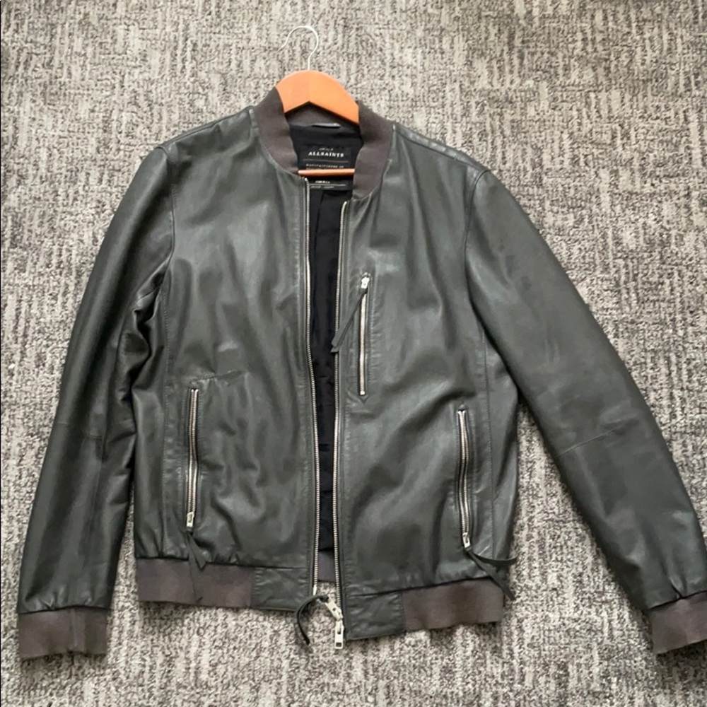 All Saints Bomber Sonar Leather Jacket